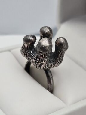 Vintage Robert Larin Brutalist Pewter Ring Mid Century Quebec Size 5.5